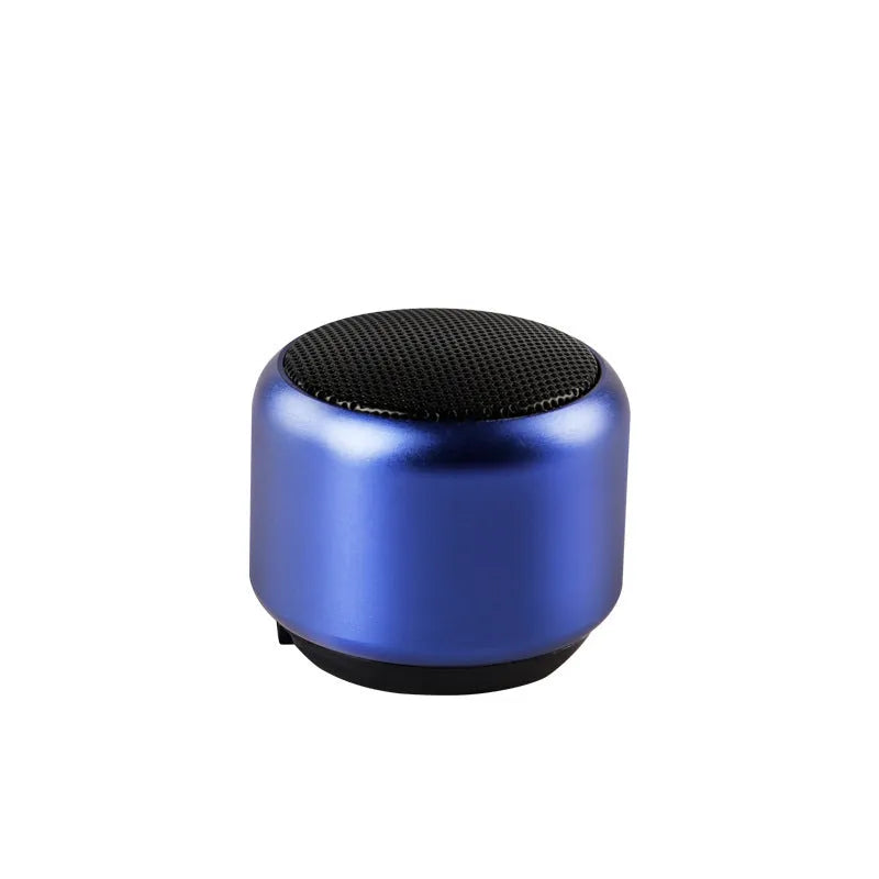 Small portable wireless Bluetooth speaker shown in black, blue, gold, and pink colour options.