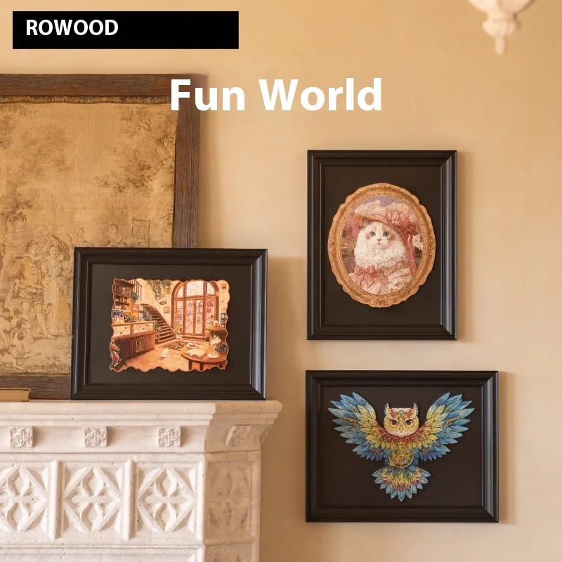 World shaped wooden jigsaw puzzle photo frame in Helene Morphidae colour option