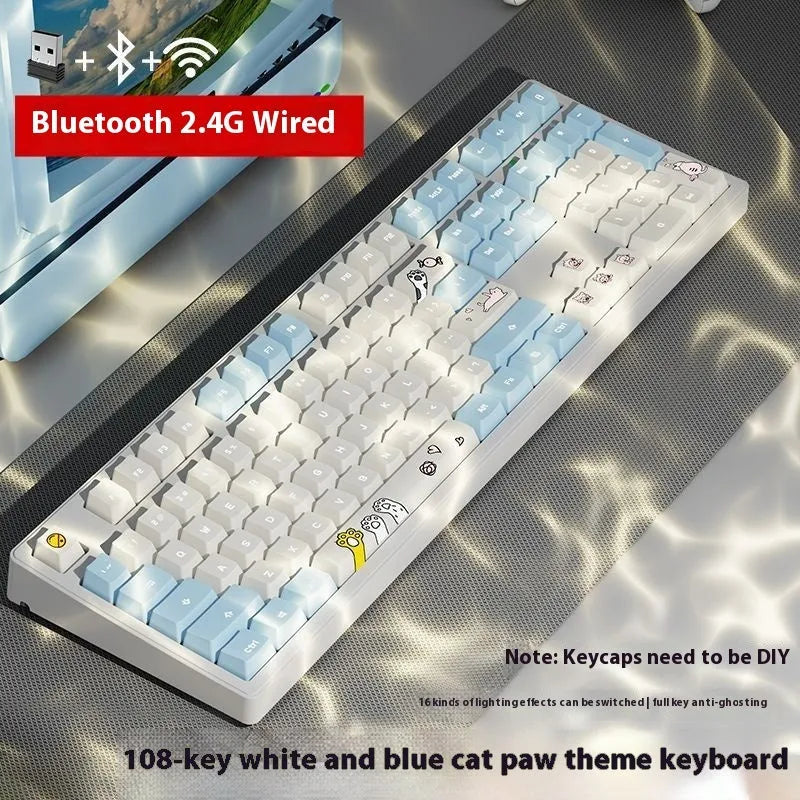 Wireless Bluetooth mechanical keyboard in various colours with 87-key and 108-key layout options