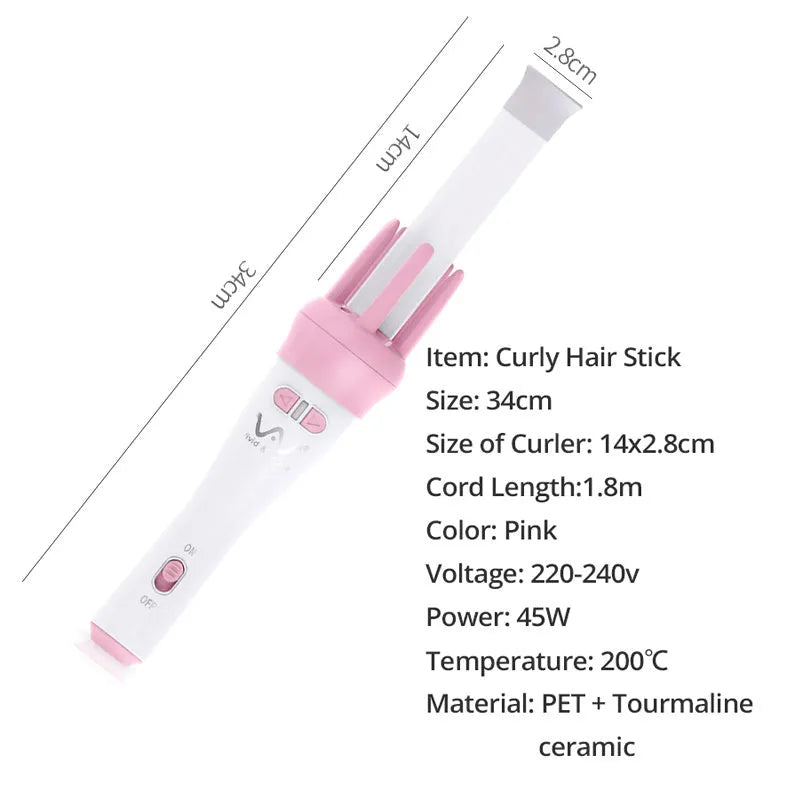 Rotating curling iron with tourmaline ceramic barrel 21-30mm automatic rotation wet dry hair