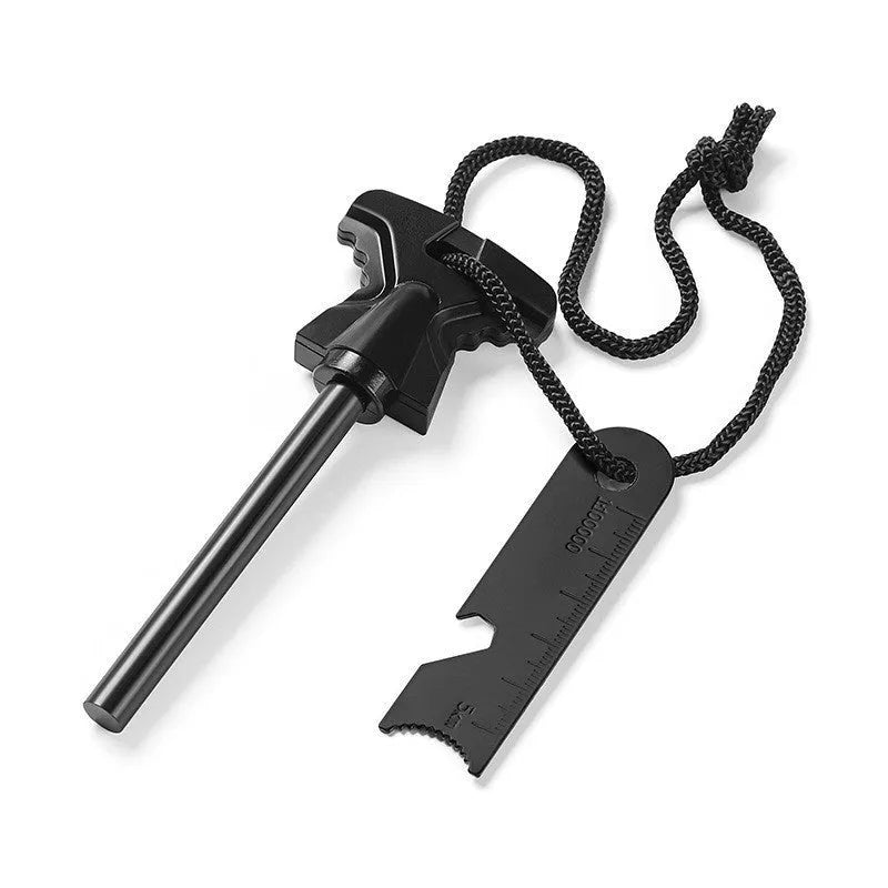 Butterfly-shaped stainless steel firestarter with bottle opener measuring 117x43mm