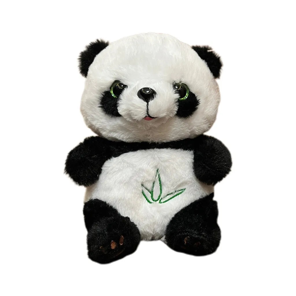 23cm cute panda doll plush toy with music, glowing, and breathing functions, short plush fabric