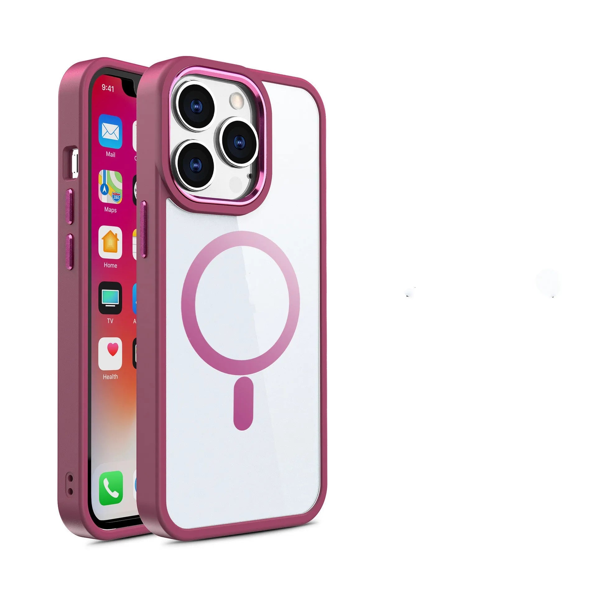 Magnetic transparent silicone phone case for iPhone models in multiple colour options