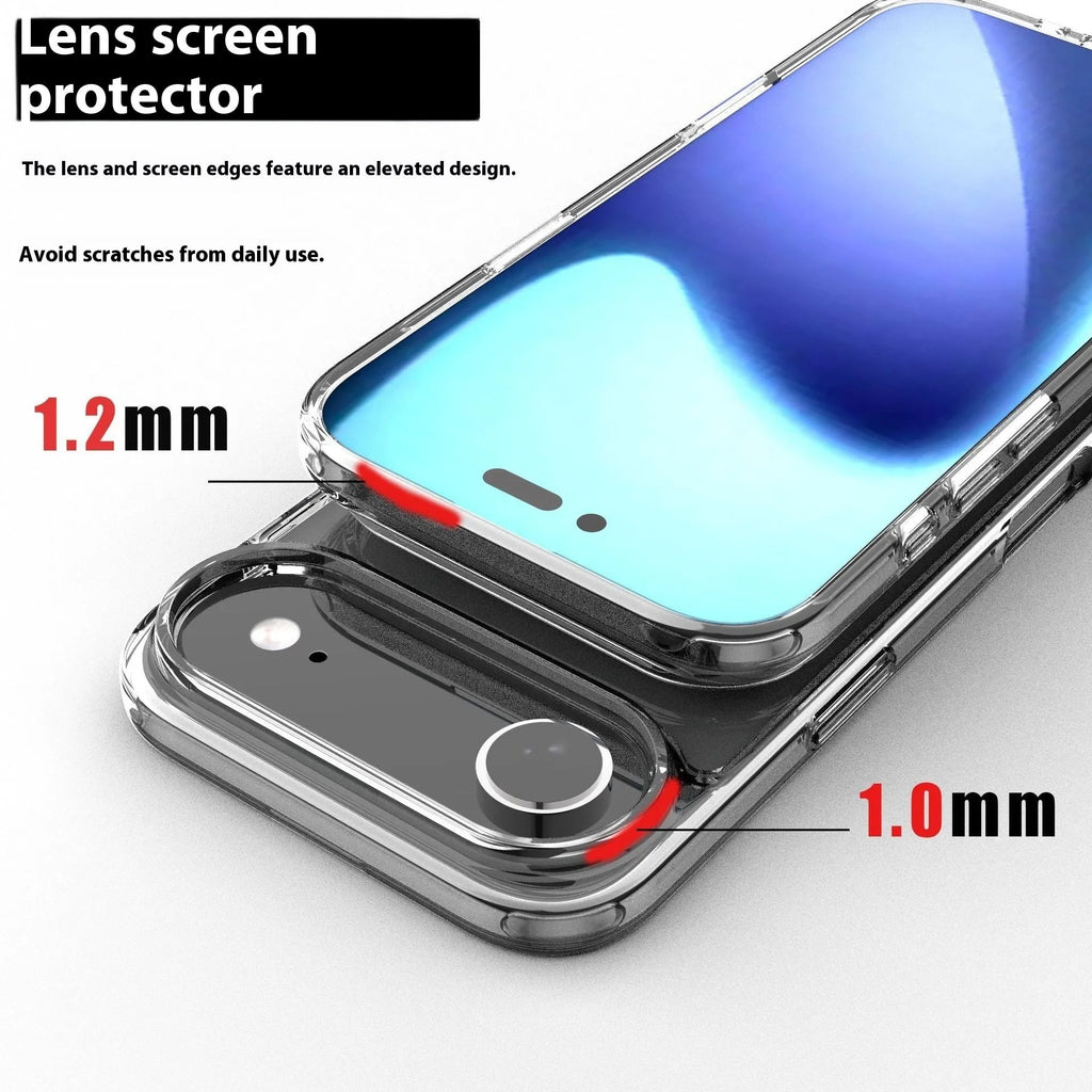 Clear transparent magnetic iPhone 17 AIR case showing TPU composite construction.