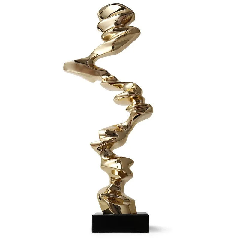 Abstract wall ornament in metallic gold, silver or blue finish for minimalist interior decoration