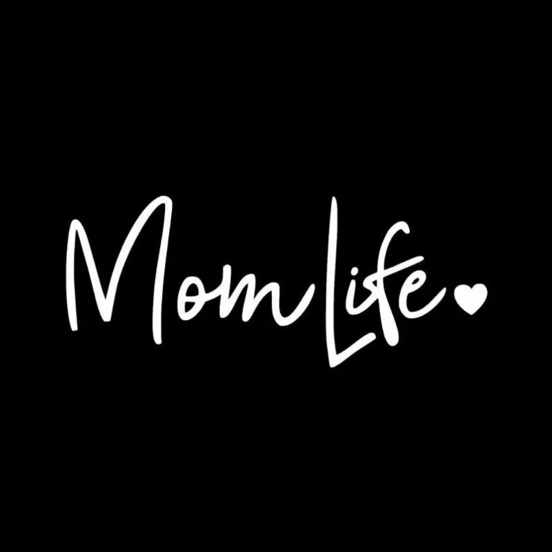 Mom Life PVC hollow carving car decal sticker in white, approx 17 cm, for window or wall