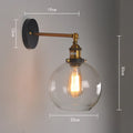 20cm round retro glass wall lamp with aluminium fitting and E27 bulb socket