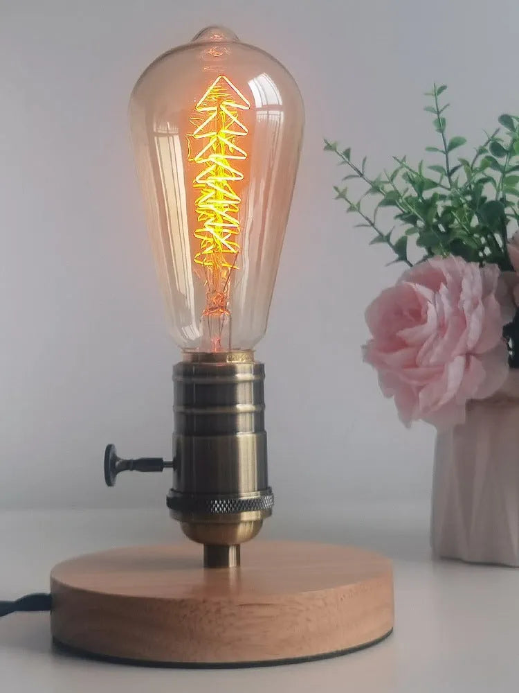 Edison vintage bulb small night lamp with G95 spiral bulb and diamond dimming lamp holder