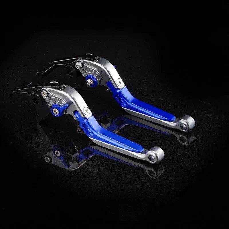 Motorcycle horn handle brake lever retrofitting kit showing adjustable mechanism and colour options