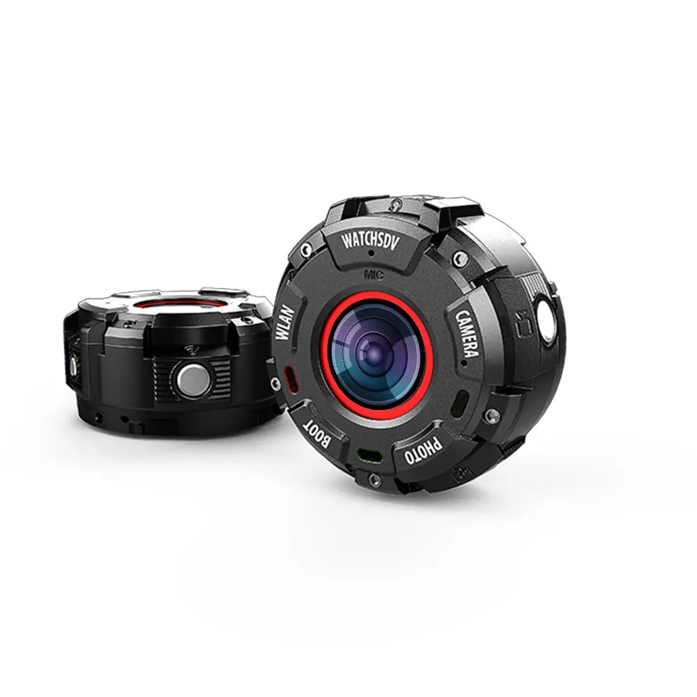 Black waterproof sports digital camera with dust protection showing front view