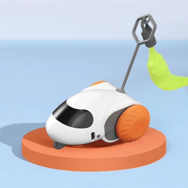 Gravity intelligent running car cat toy in light grey blue colour with USB Type-C charging port