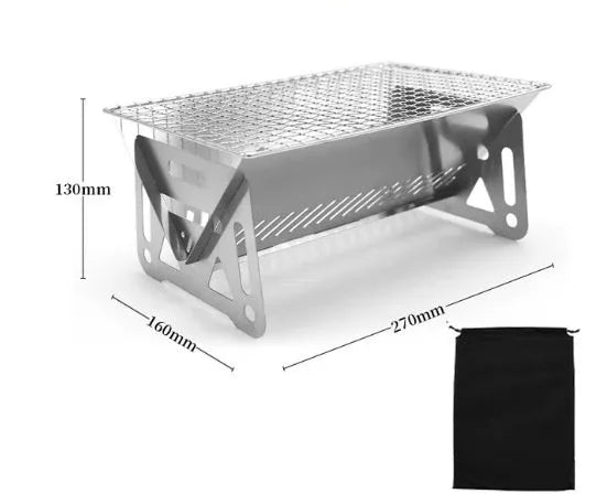 Large stainless steel folding barbecue oven with storage bag for outdoor cooking