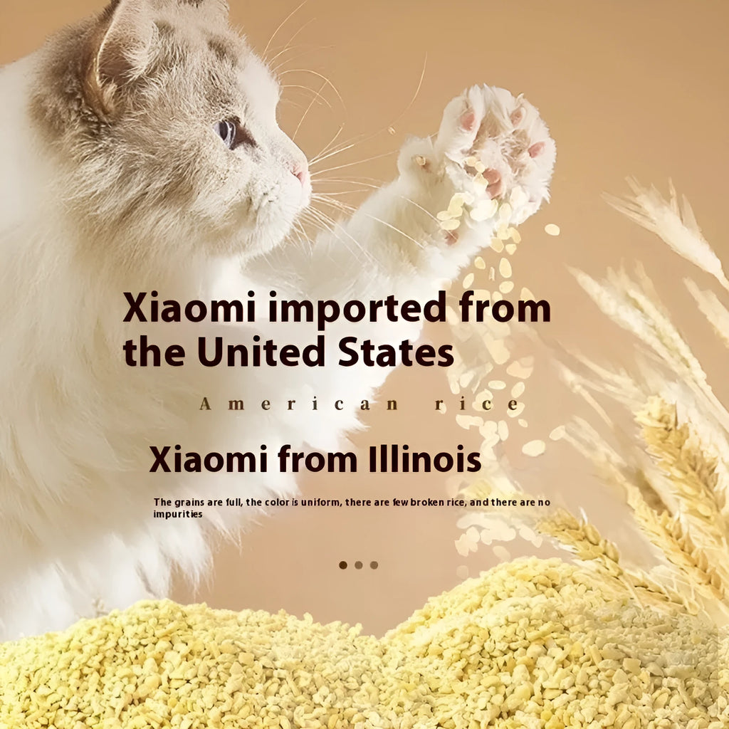 Xiaomi hybrid tofu and bentonite cat litter 5kg in yellow packaging, two bags side by side