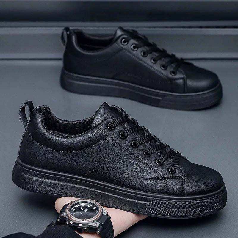 Men's Korean-style low top sneakers in black, white or two-tone colour options