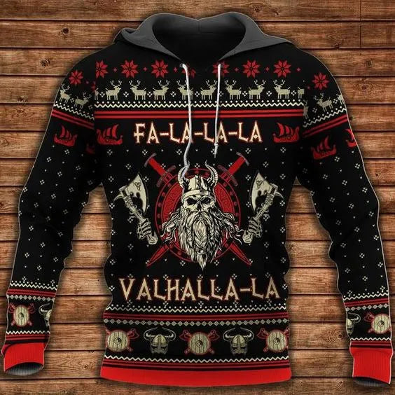 Men's 3D digital printed polyester pullover hoodie with hood, long sleeves, size XXS to 4XL, front view