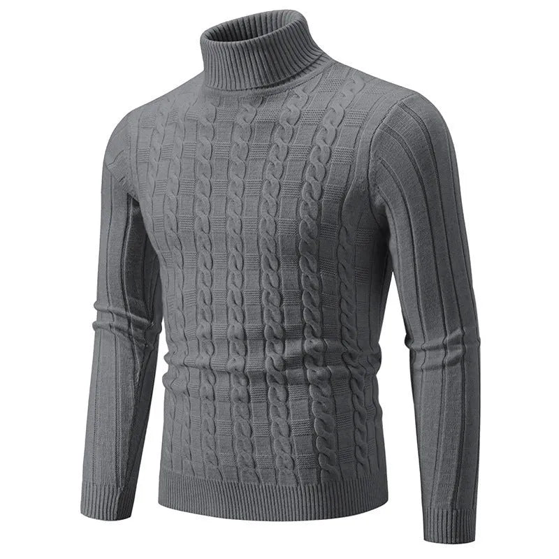 Men's slim fit turtleneck pullover in chenille fabric available in multiple colours