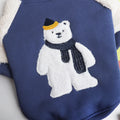 Dark blue cotton winter dog coat with thick fleece lining on a white background