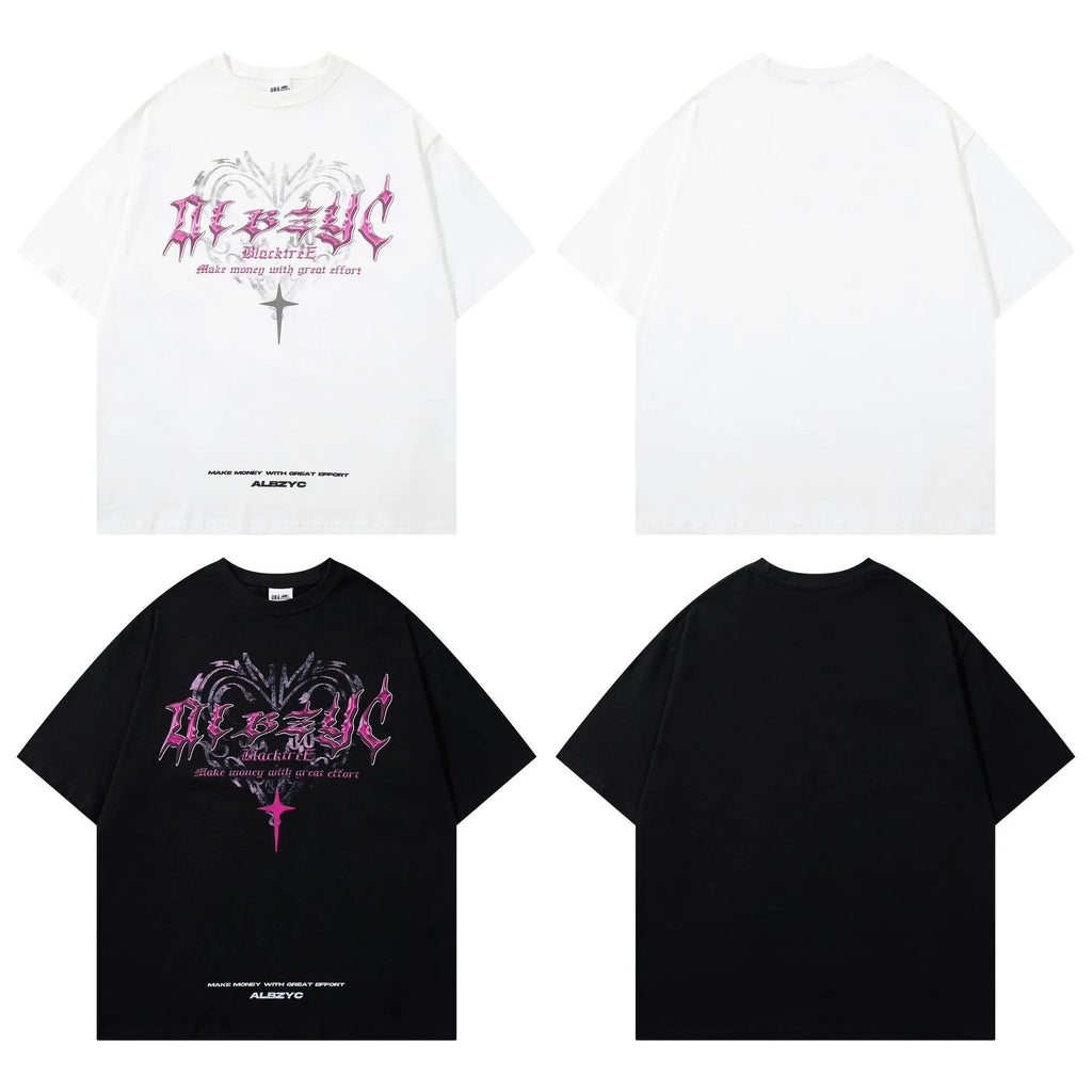 Men's loose fit cotton t-shirt with retro printed design in white colour showing short sleeves and round neck