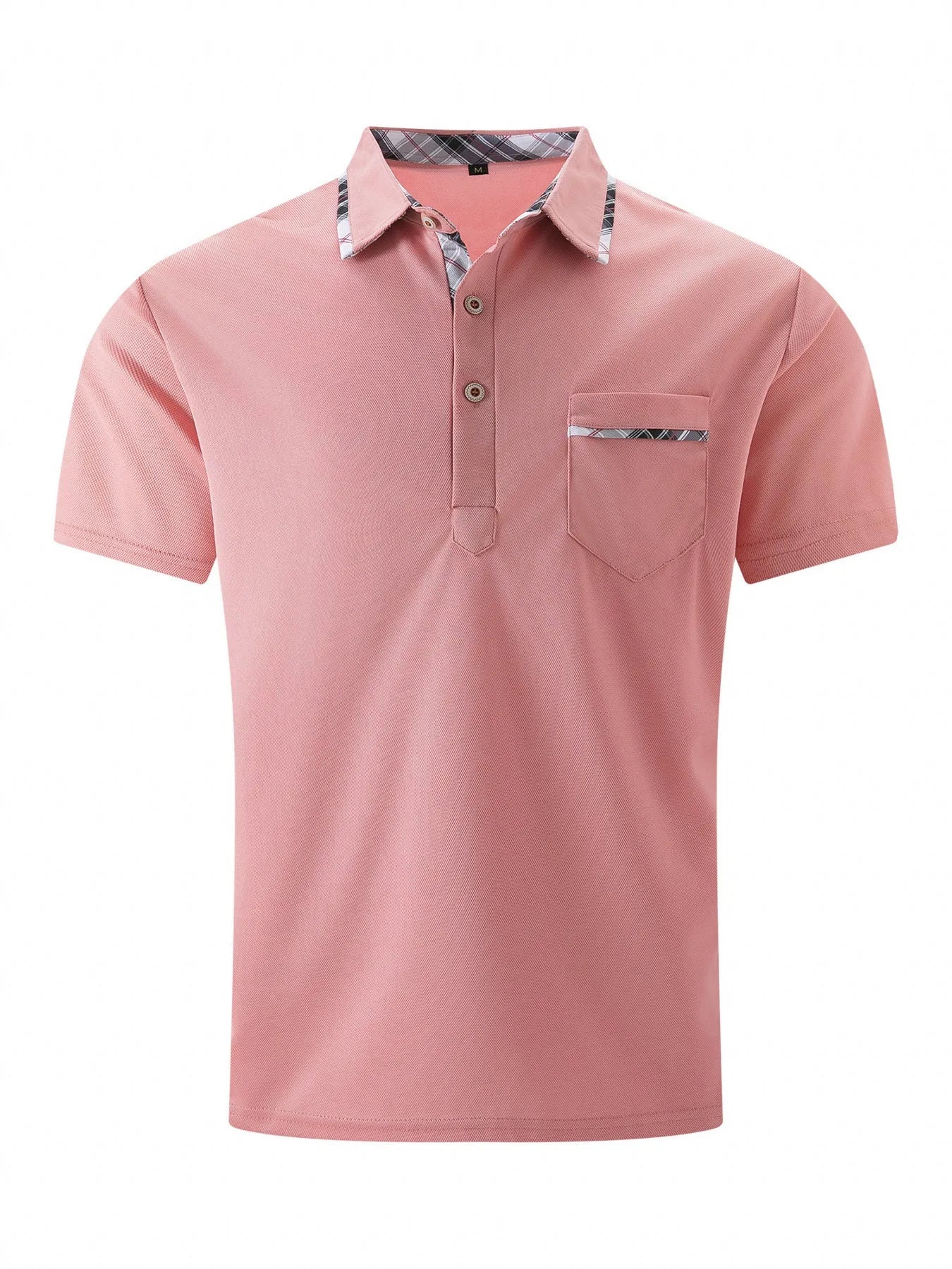 European and American lapel polo shirt with bird eye cloth fabric, asymmetric dot pattern, short sleeves, available in black