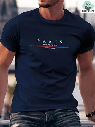 Men's heavyweight cotton short-sleeved t-shirt with letter printing in loose casual fit