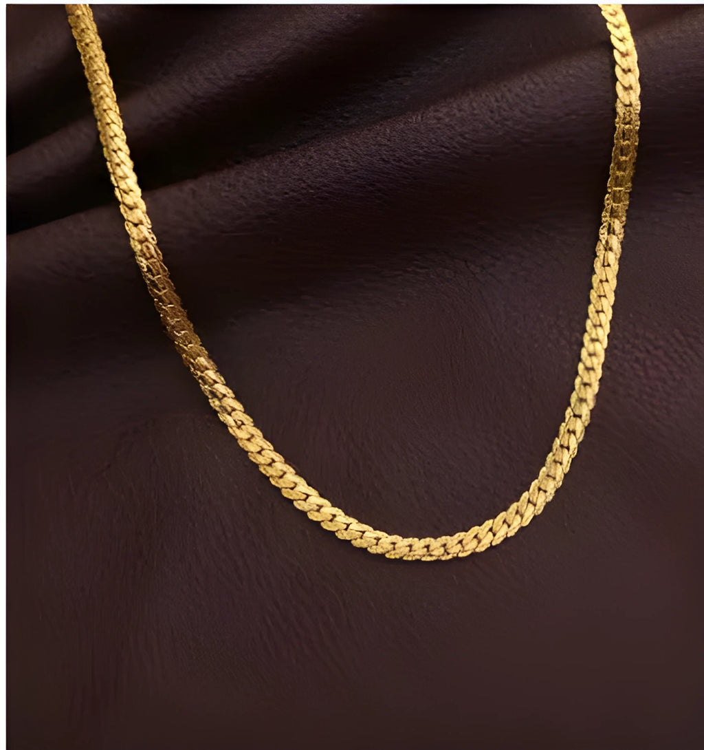Men gold tone snake chain necklace 5mm width unisex metal geometric no pendant