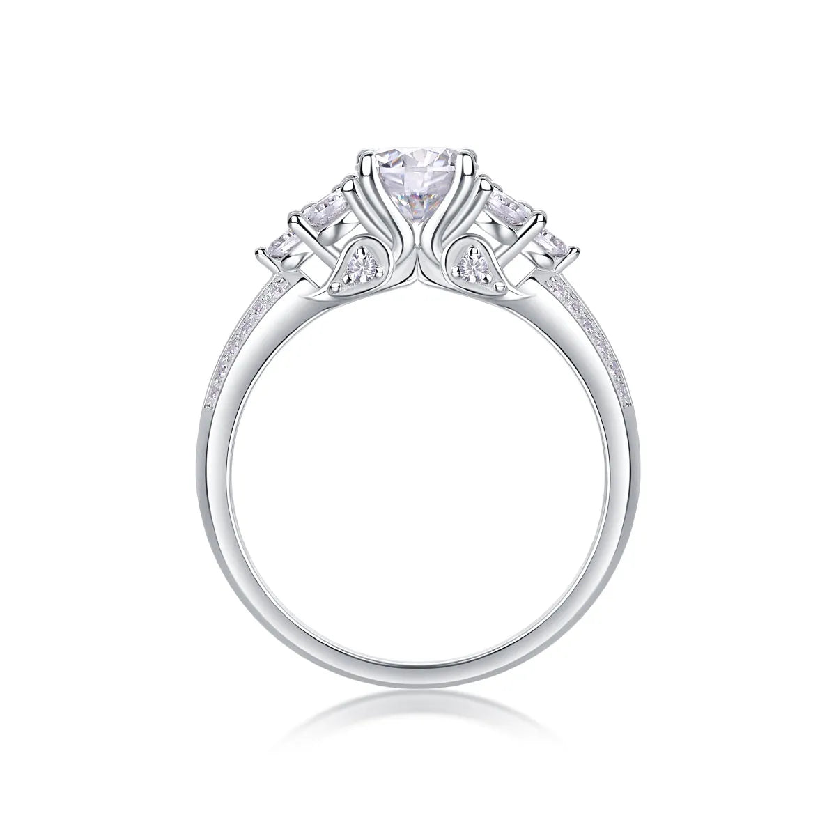 Coral Dream 1-carat moissanite wedding ring set in platinum-plated S925 silver on gift box