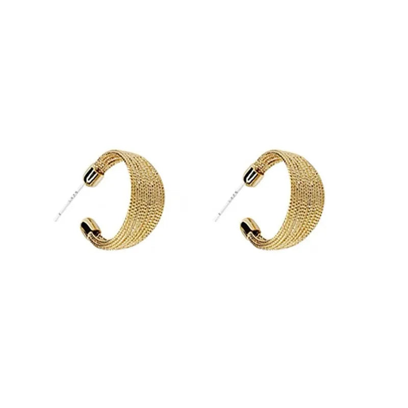 Geometric copper electroplated earrings for women in gold or silver finish with stud and clip options