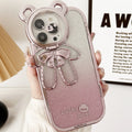 Electroplating glitter TPU phone case with Lucky Bear bracket for iPhone series