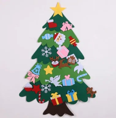 DIY felt Christmas tree multi-layer 3D design 98x70cm with 32 decorations snowflakes Santa reindeer