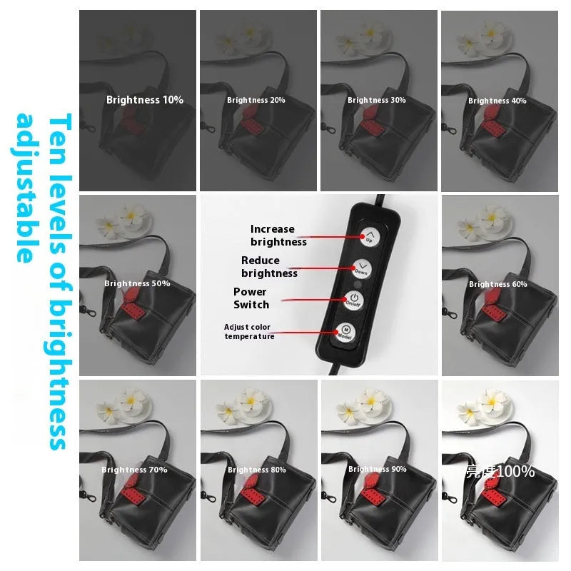 50cm cube photo light box with metal frame and USB-powered lighting panel