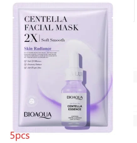 Collagen and Hyaluronic Acid facial sheet mask set with 30g gel formula on white background