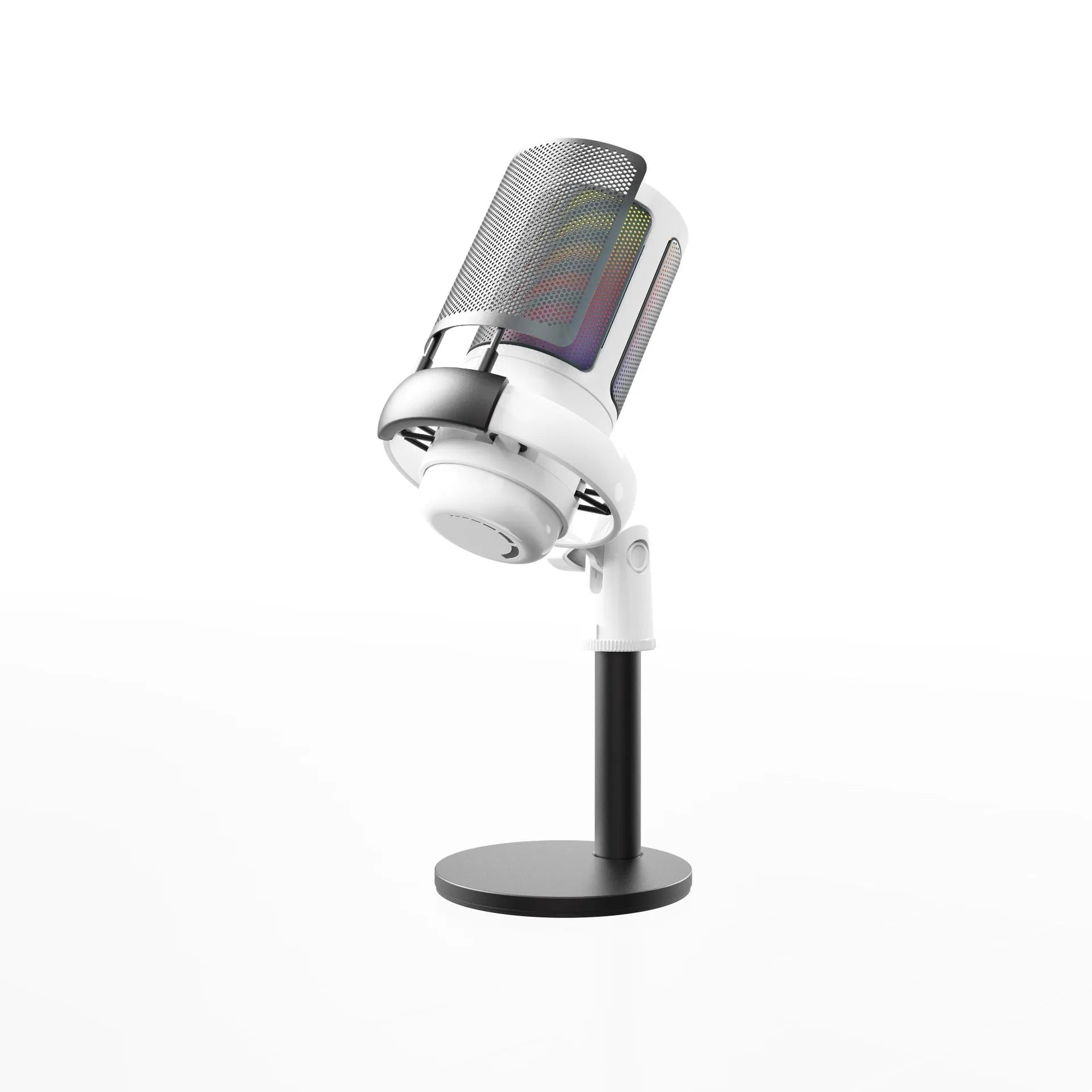 RGB condenser USB microphone for streaming in black, white or pink with 150cm cable
