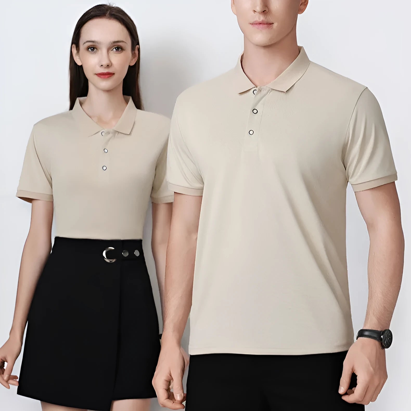 Ice silk polo shirt with short sleeves and logo print in multiple colour options