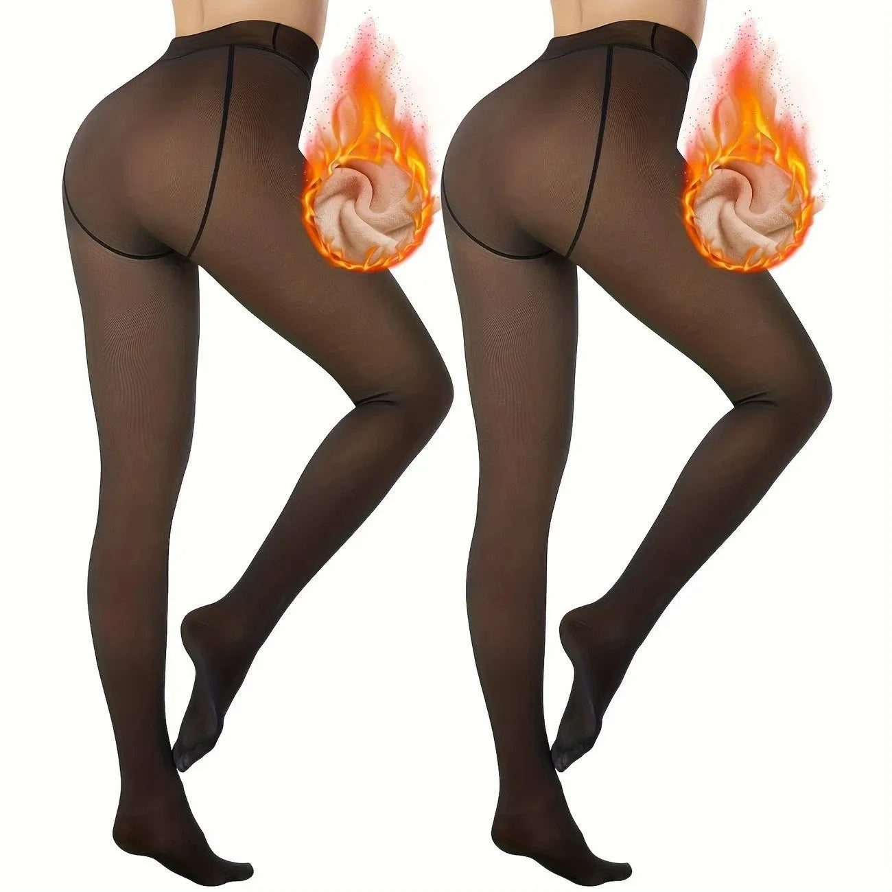 Anti-snagging wool-lined nylon leggings in black, coffee, and silver silk styles.