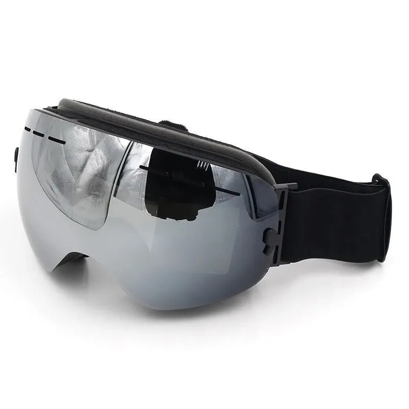 Double layer anti fog skiing mirror with TPU frame and PC lens in black colour