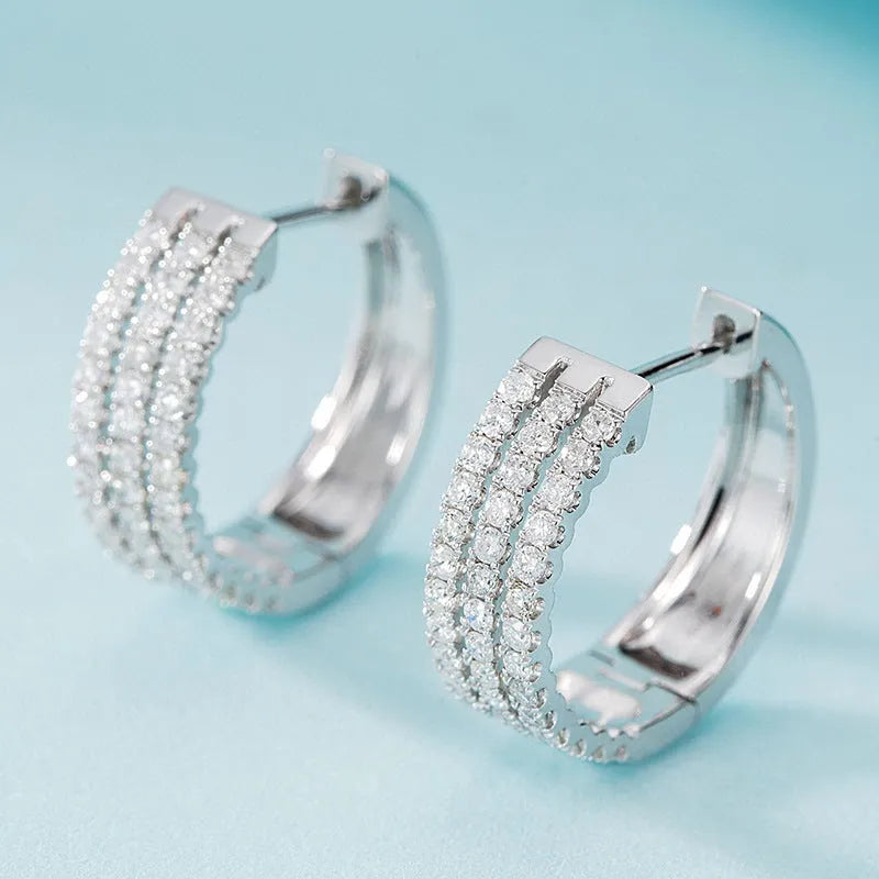 18K white gold natural diamond earrings platinum finish 56 point stone weight pair