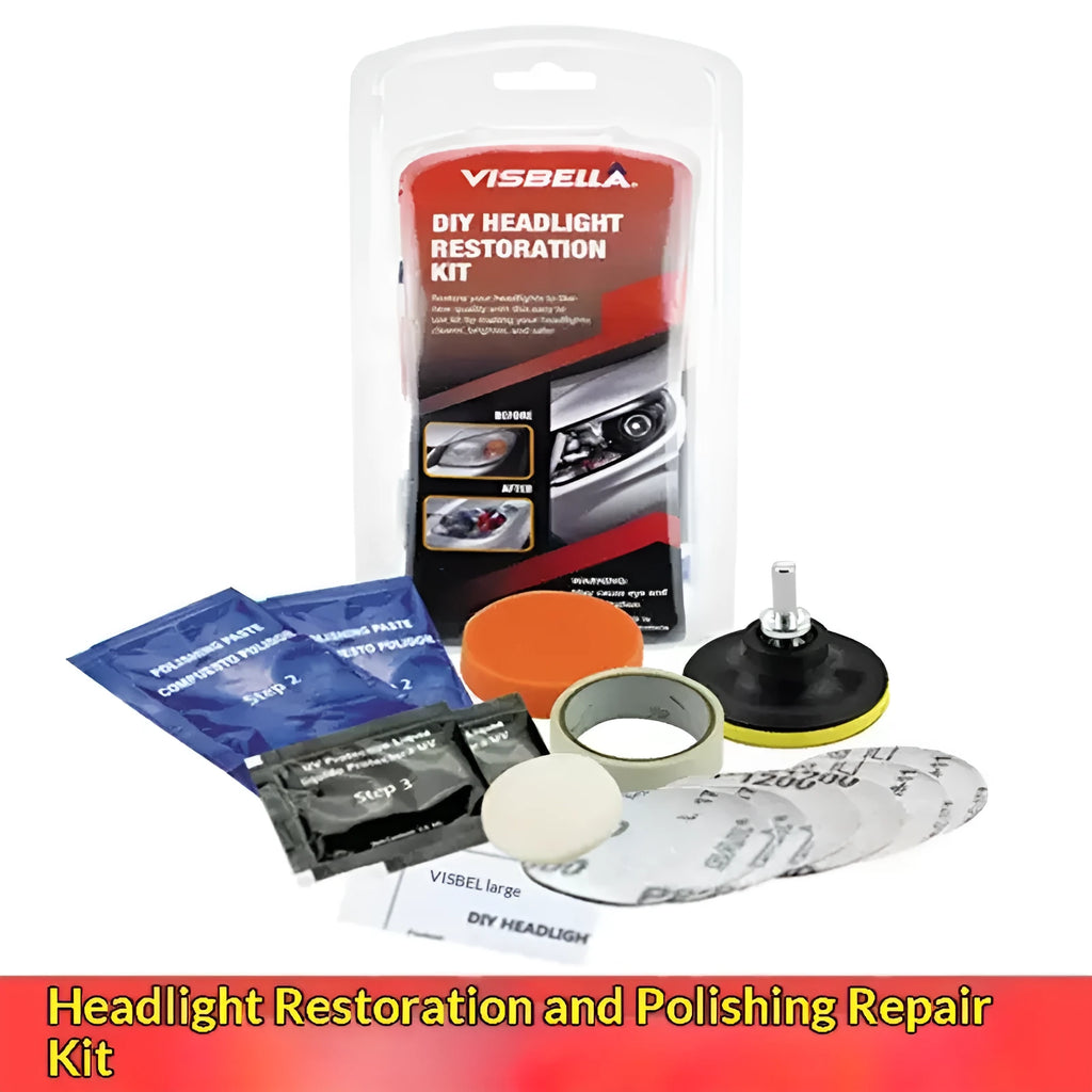 Headlight Restoration Kit with UV protection for plastic lenses