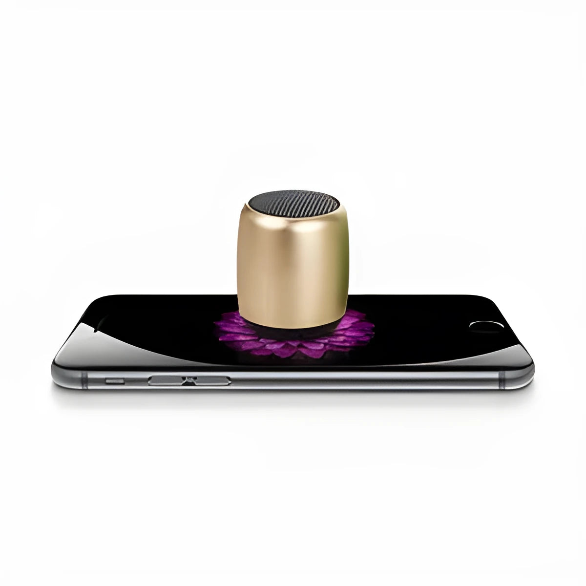 Small portable wireless Bluetooth speaker shown in black, blue, gold, and pink colour options.
