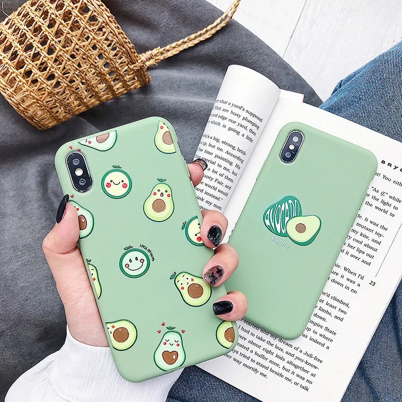 Avocado cartoon design TPU back cover phone case for Apple iPhone models