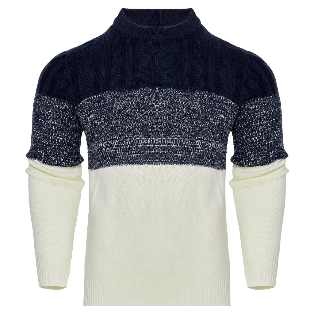 Men's cotton-blend knitted pullover sweater available in multiple sizes and styles