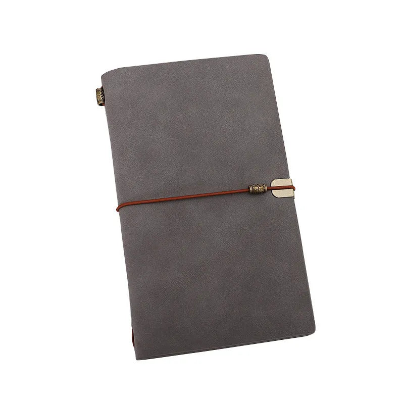 A6 PU leather diary notepad with cowhide rope binding in three colours: grey, pink, red