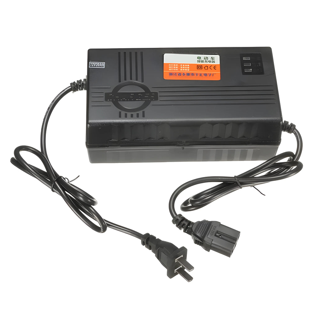 Black 72V20AH electric car charger unit for lead-acid batteries with international plugs