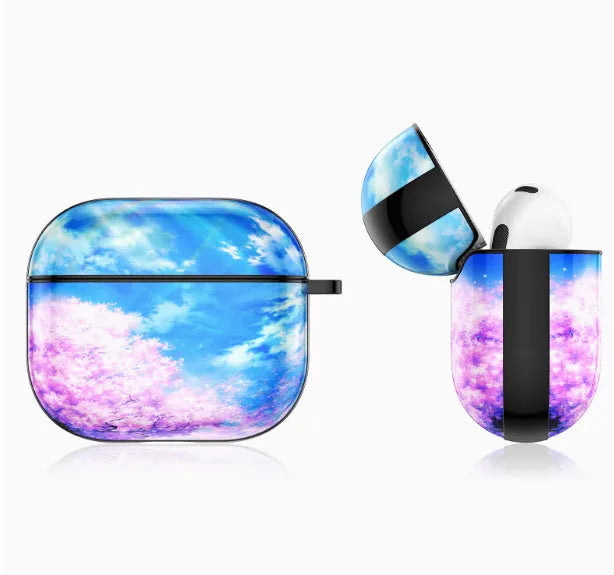 Personalised custom HD photo anime headphone case for Apple AirPods with TPU soft shell and black edge finish