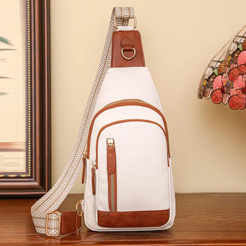 Women's soft PU crossbody chest bag with open pocket in multiple colour options