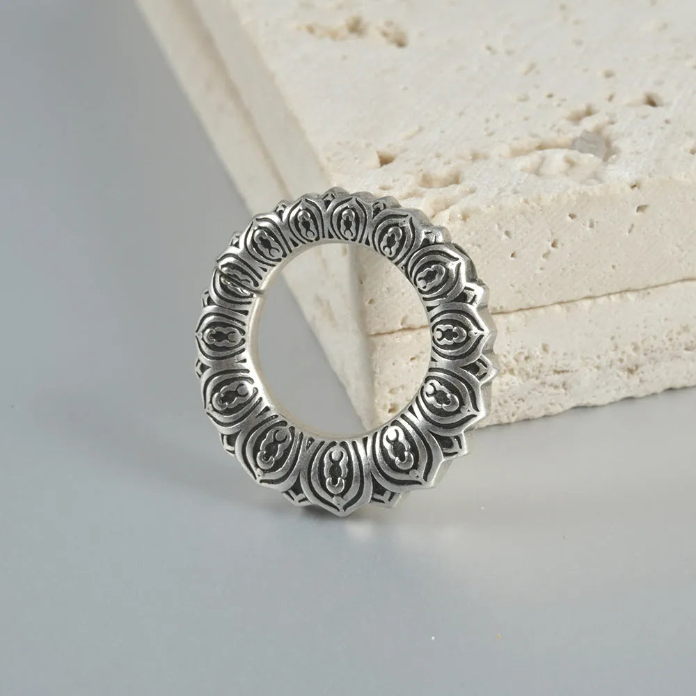 Retro heart-shaped hollow lotus magnetic earrings in antique silver or gold finish