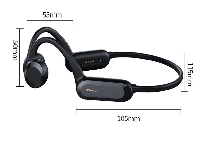 Bone conduction swimming headset IPX8 waterproof in black with neckband design