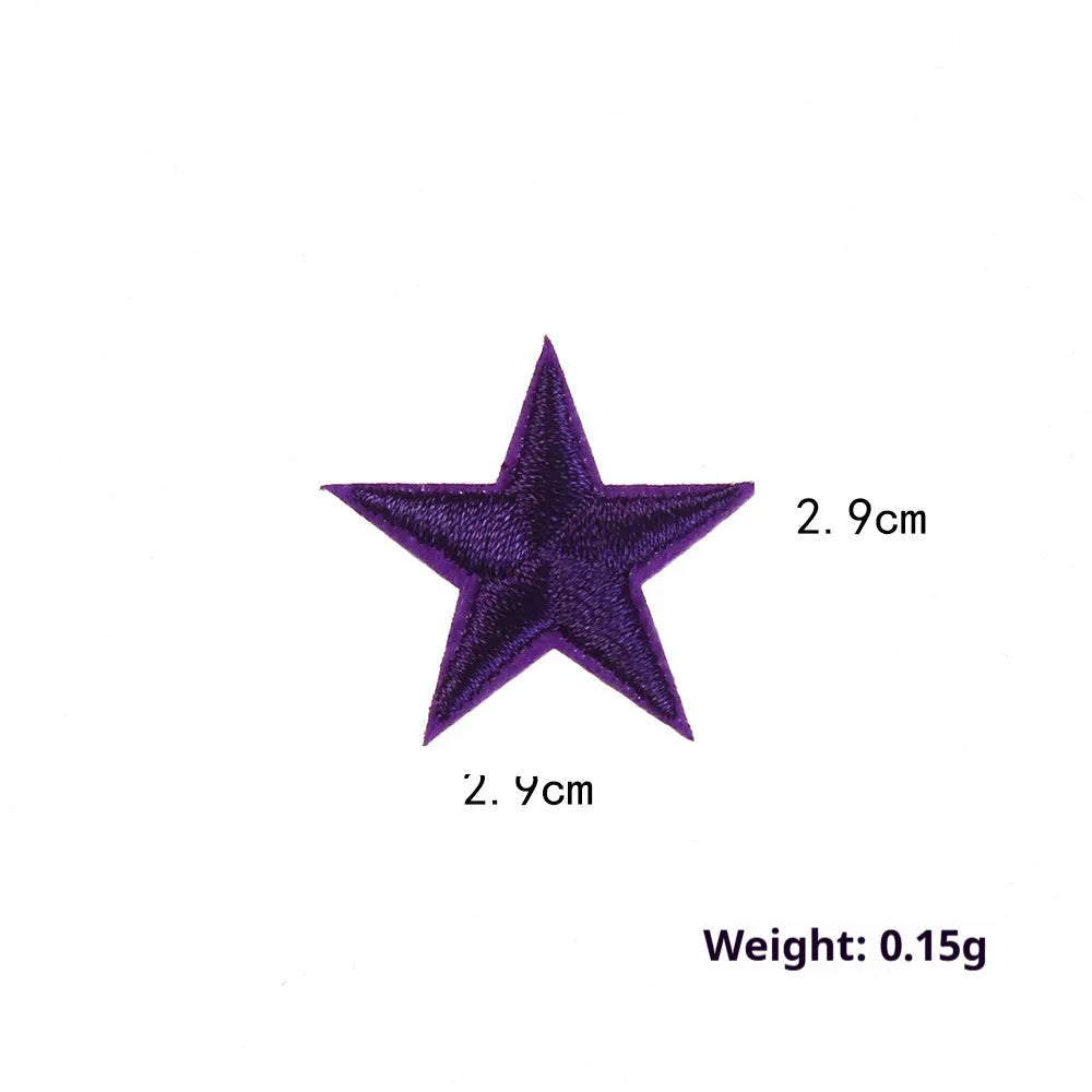 Colourful five-pointed star cloth embroidery labels for DIY clothing decoration.