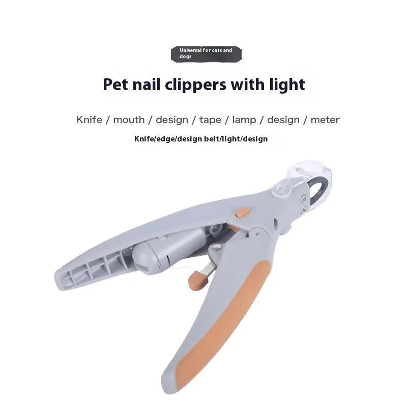 Dog nail clipper with LED light and blood line guide, ABS plastic construction
