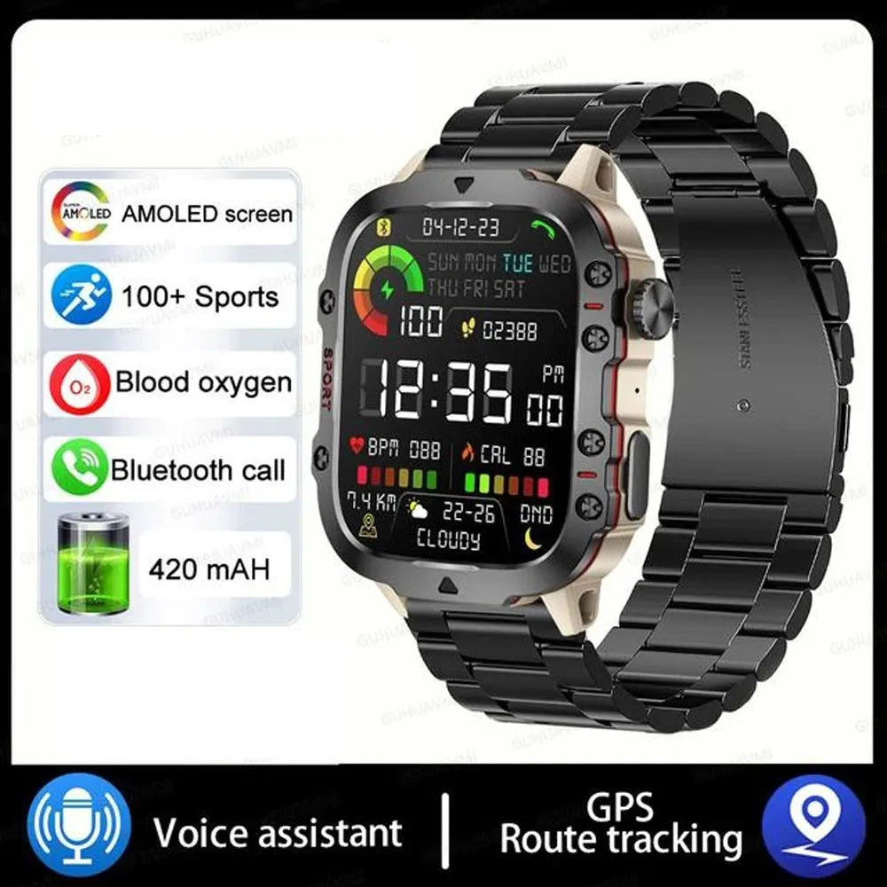 QX11 Smart Bluetooth Watch in black with TFT touch screen showing heart rate data.