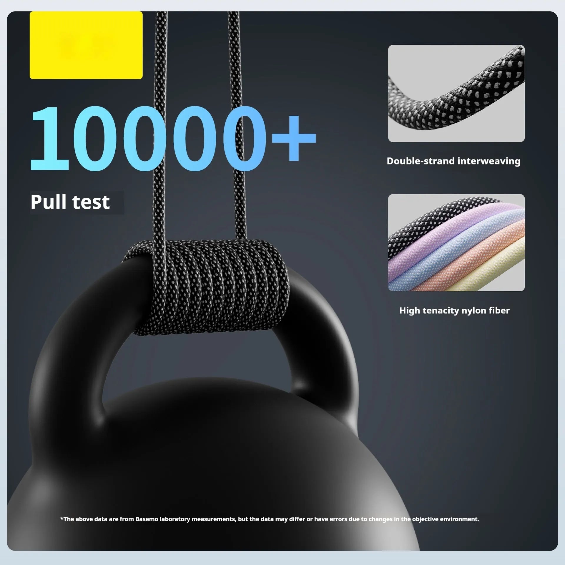 Magnetic woven-braided data cable in Tech Black with 66W fast charge and three connector types